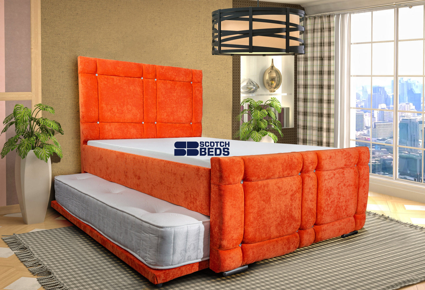 Bedroom interior. Bed. 3d illustration