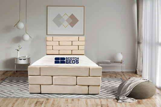 3d illustration. Cozy bedroom in warm colors with painting, a ni