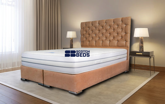 Modern velvet bedroom with carpet and wood floor