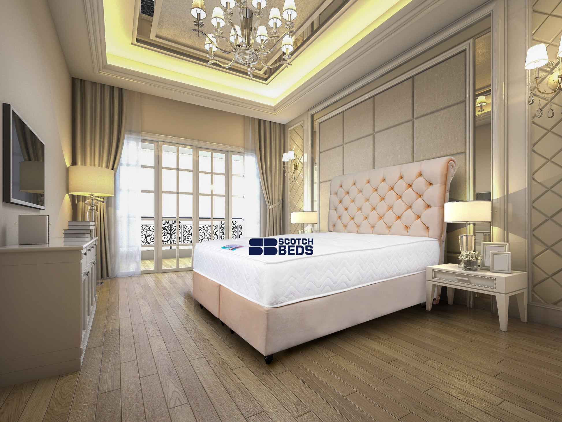 3d rendering modern luxury classic bedroom with marble decor