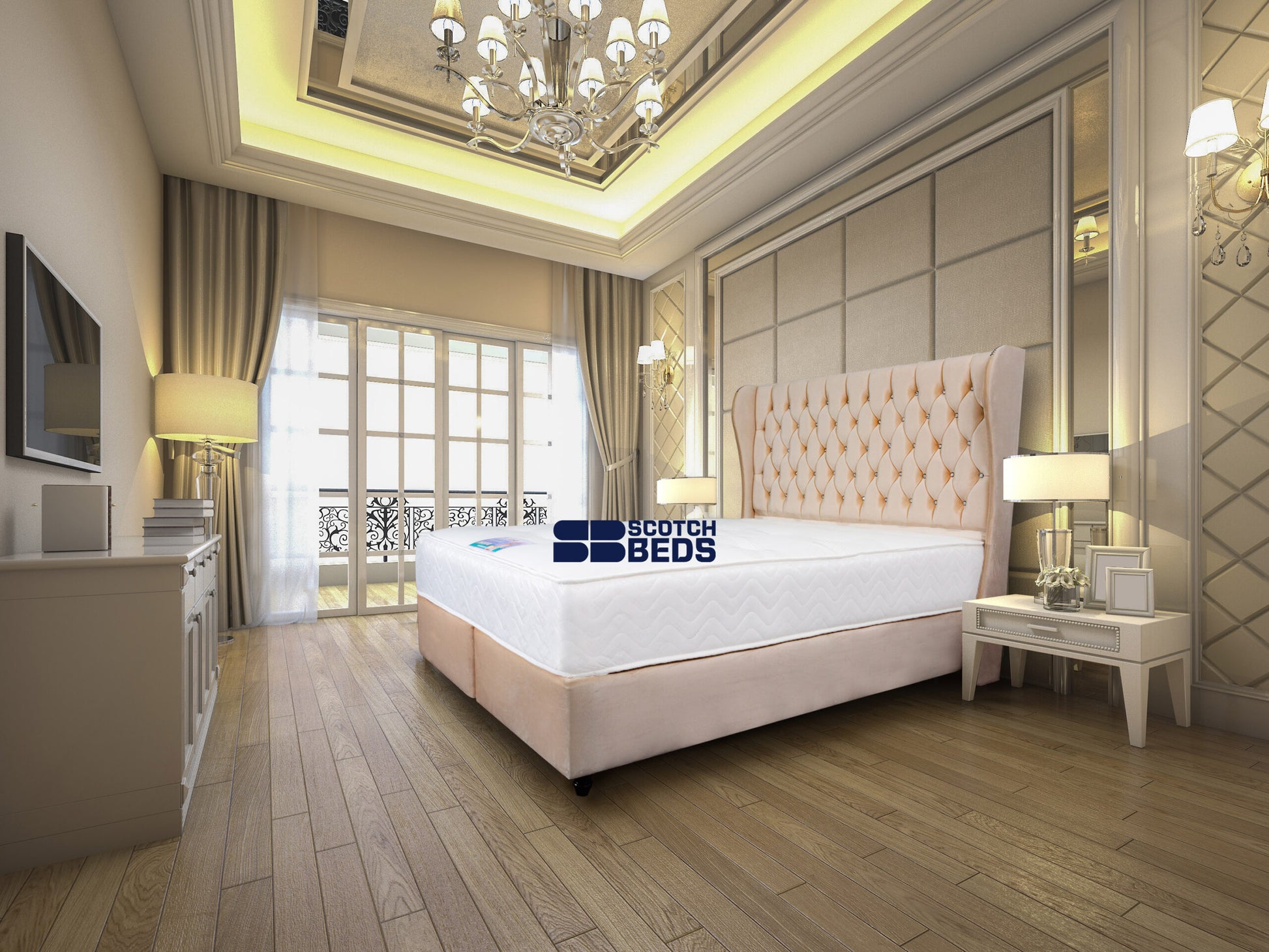 3d rendering modern luxury classic bedroom with marble decor