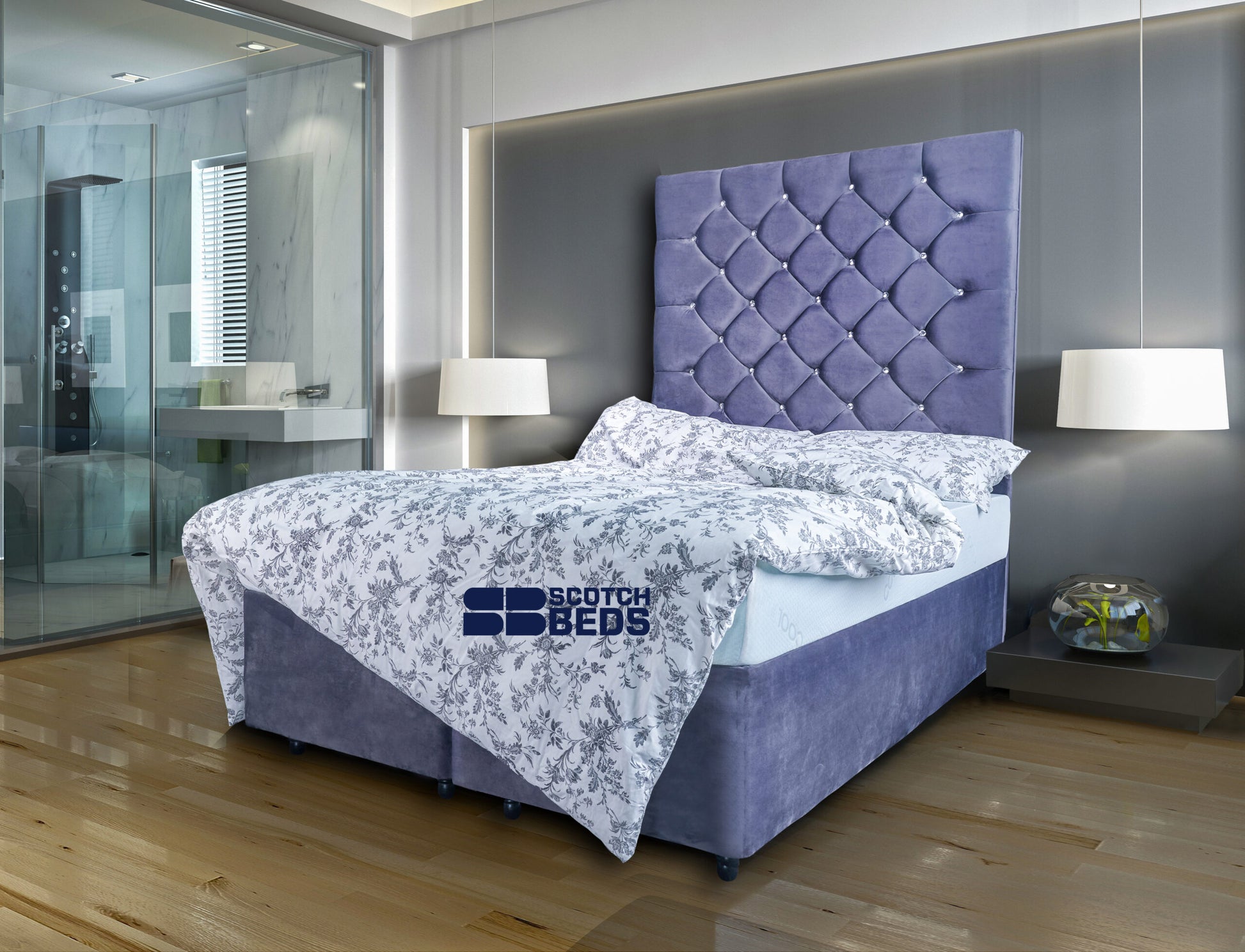 Modern hotel room contemporary style with elements of art Deco.